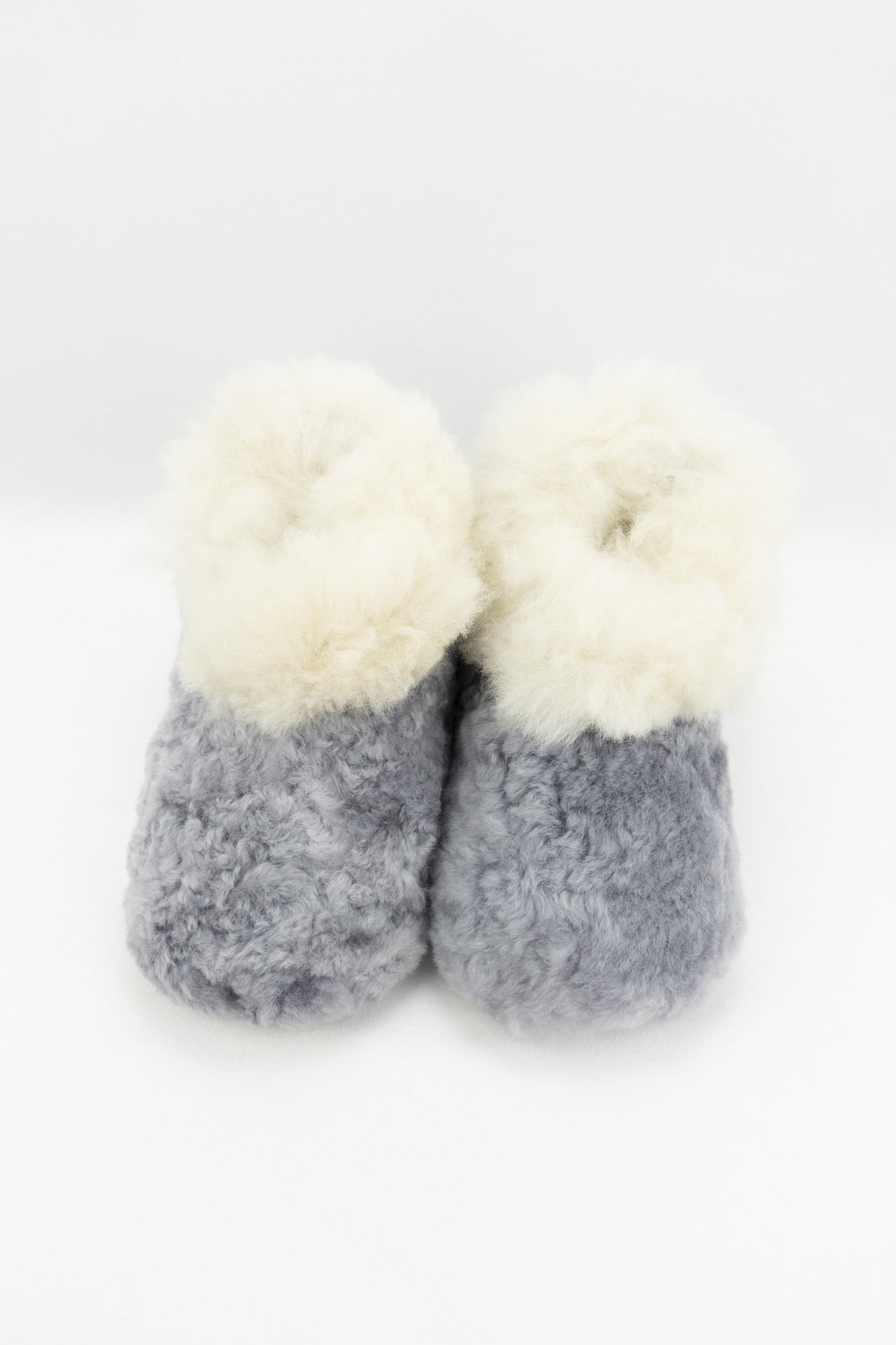Pantoufles alpaga Huacaya - Gris acier et collet beige