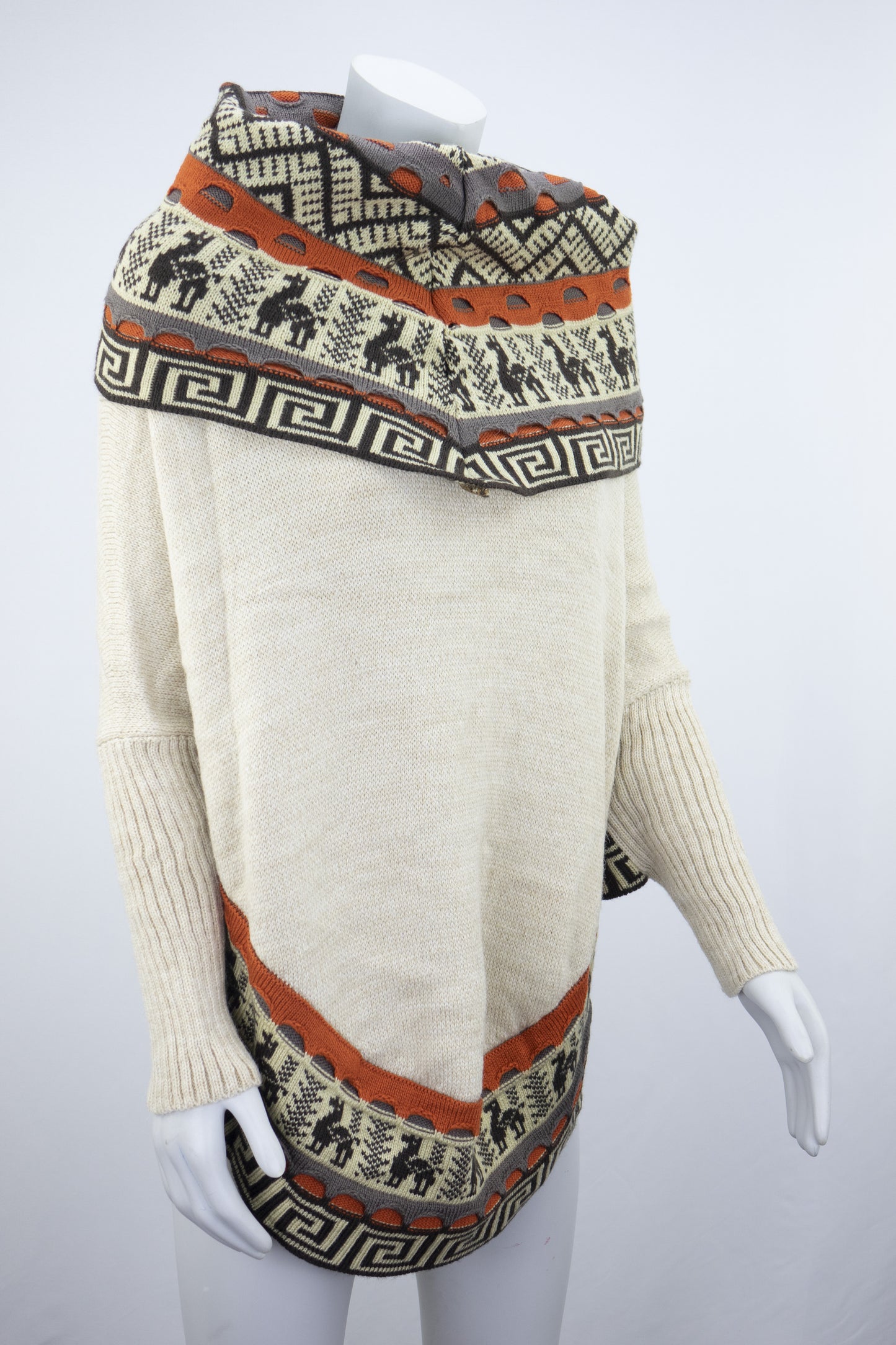 Poncho avec manches et collet Alpaga