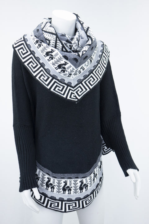 Poncho avec manches et collet Alpaga