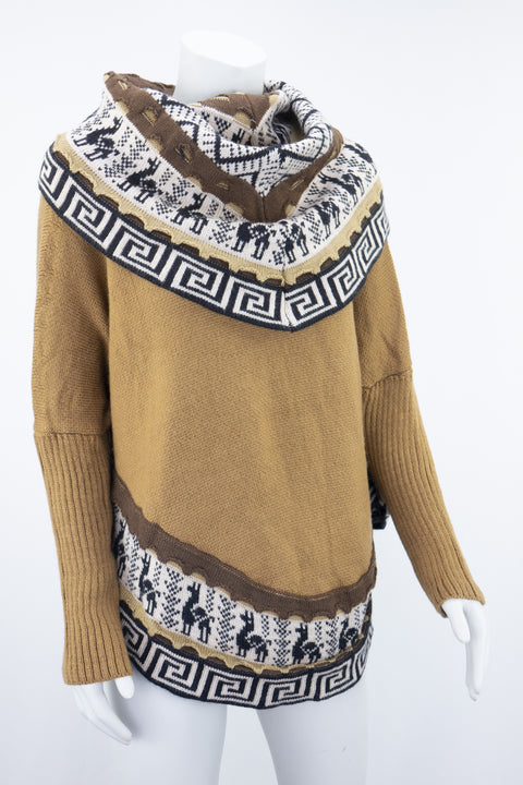 Poncho avec manches et collet Alpaga