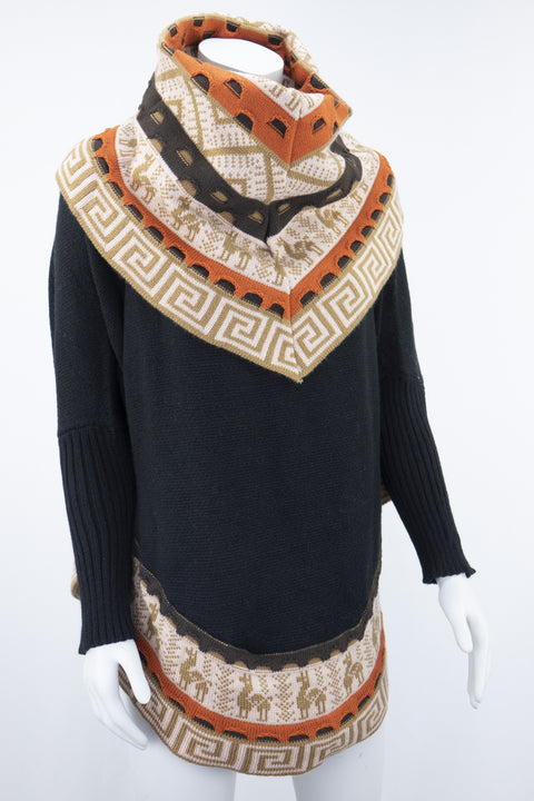 Poncho avec manches et collet Alpaga