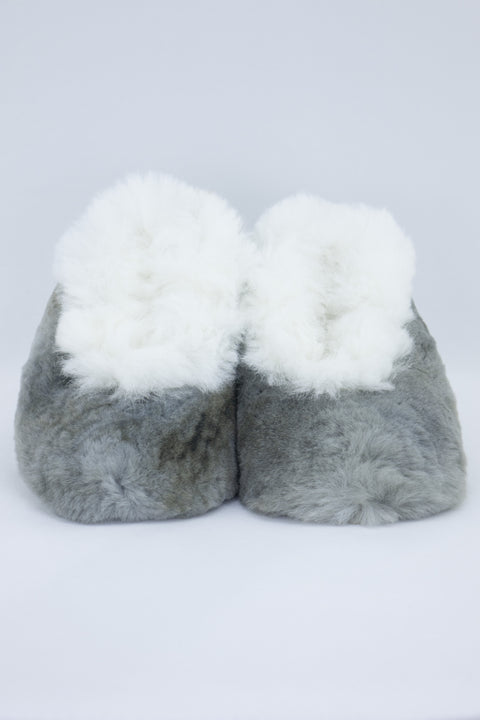 Pantoufles alpaga Huacaya - Chamoiré marron/gris