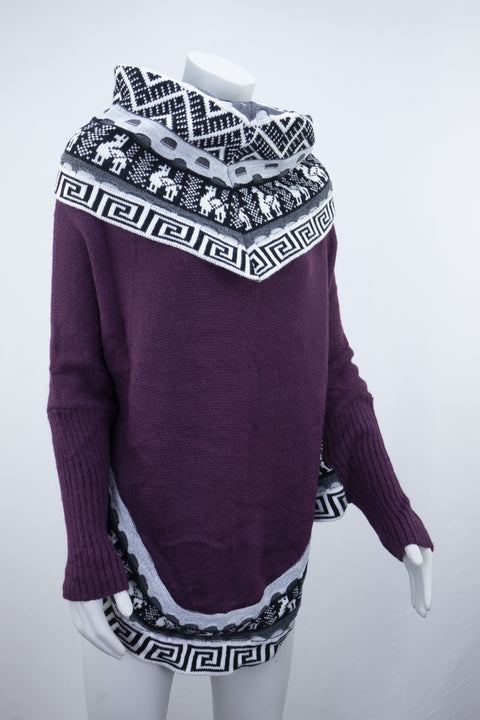 Poncho avec manches et collet Alpaga