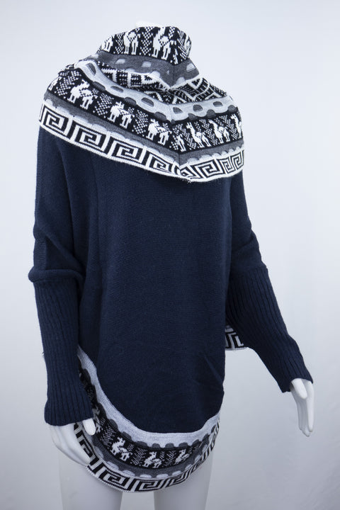 Poncho avec manches et collet Alpaga