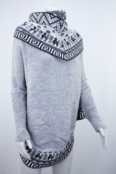 Poncho avec manches et collet Alpaga