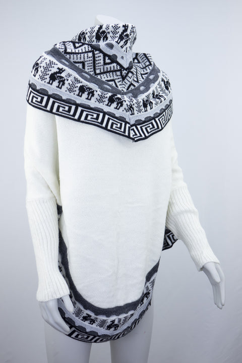 Poncho avec manches et collet Alpaga