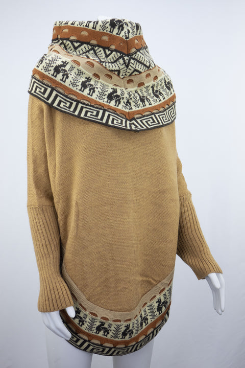 Poncho avec manches et collet Alpaga