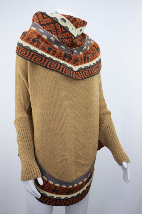 Poncho avec manches et collet Alpaga