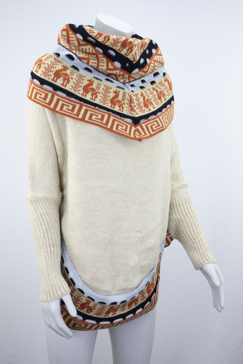 Poncho avec manches et collet Alpaga