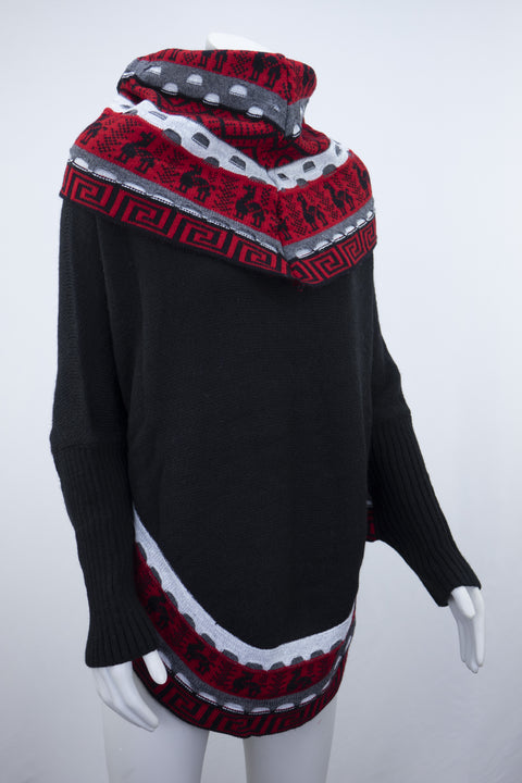 Poncho avec manches et collet Alpaga