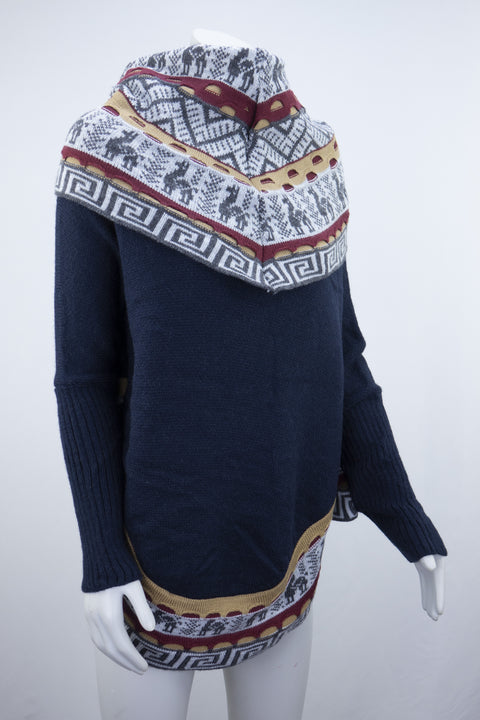 Poncho avec manches et collet Alpaga