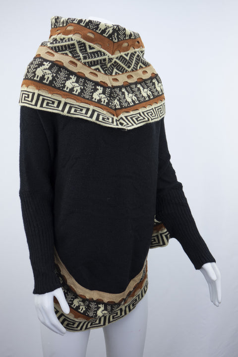 Poncho avec manches et collet Alpaga