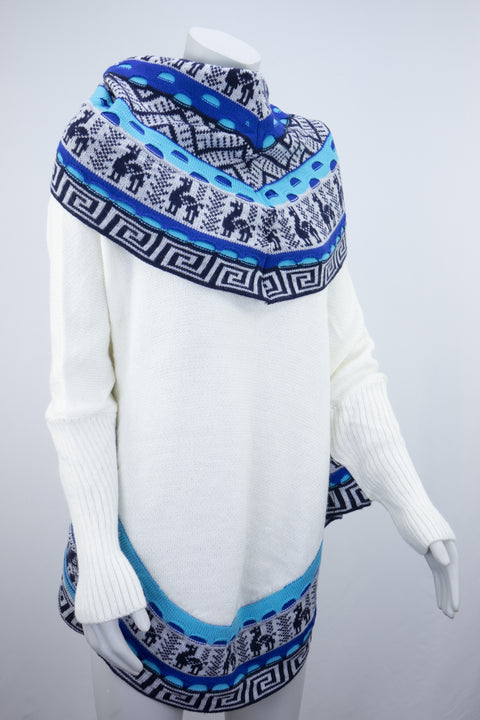 Poncho avec manches et collet Alpaga