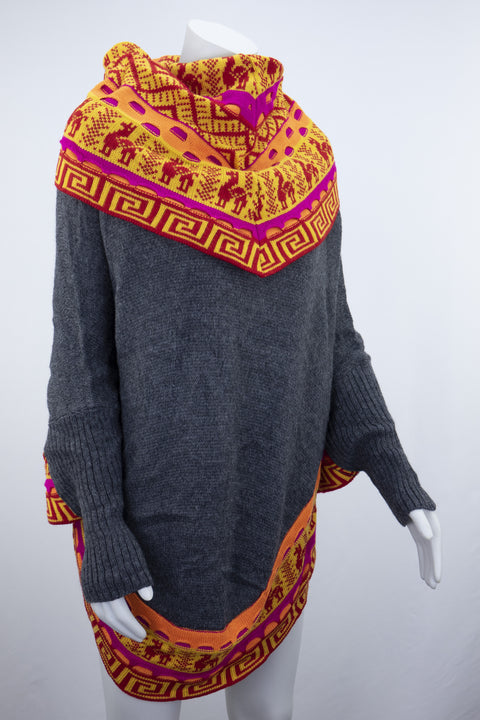 Poncho avec manches et collet Alpaga