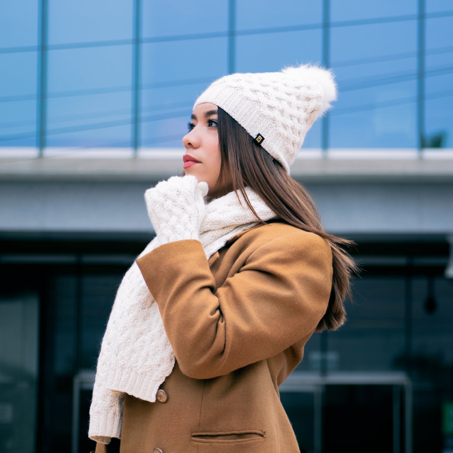 Tuque à pompon tressée - alpaga super fin