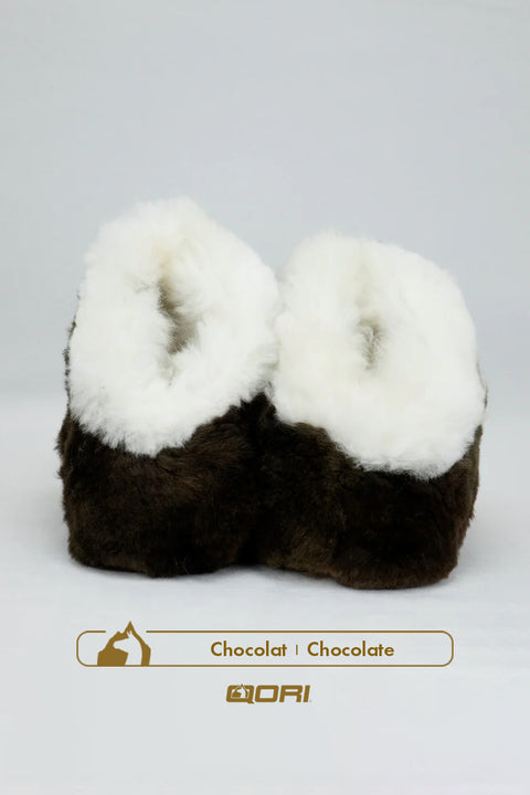 Pantoufles alpaga Huacaya - Chocolat