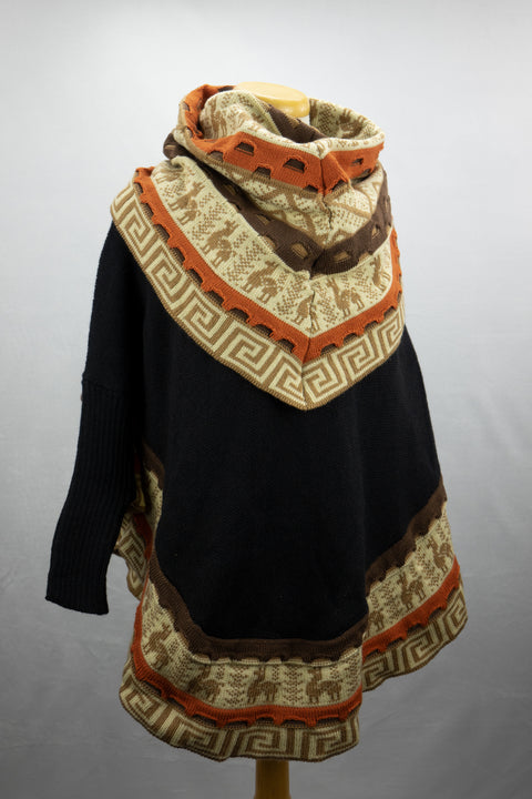 Poncho avec manches et collet Alpaga