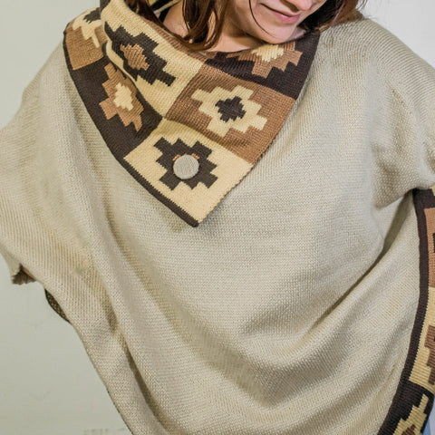 Poncho avec manches et collet Alpaga