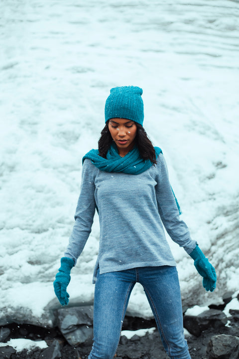 Chandail Femme Col V - Bébé alpaga